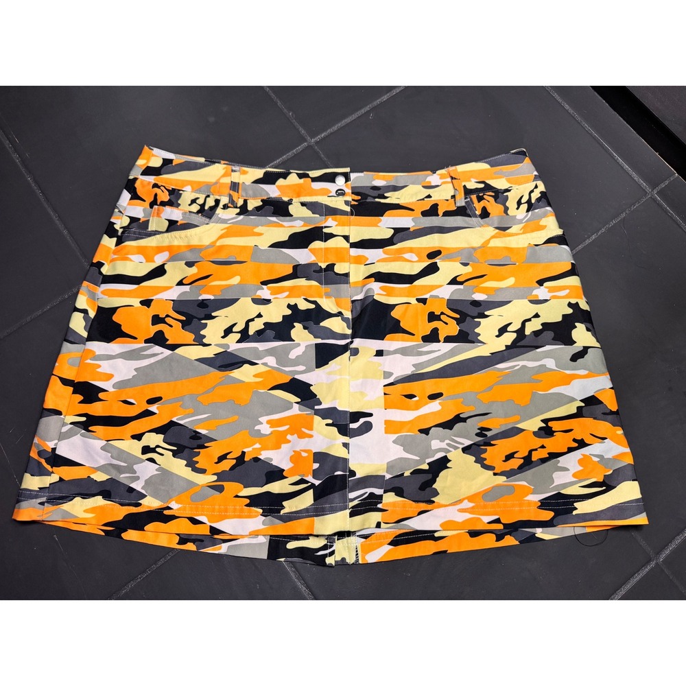 Slazenger Womens Camo Golf Skort Orange Grey Camouflage Size 14 Activewear